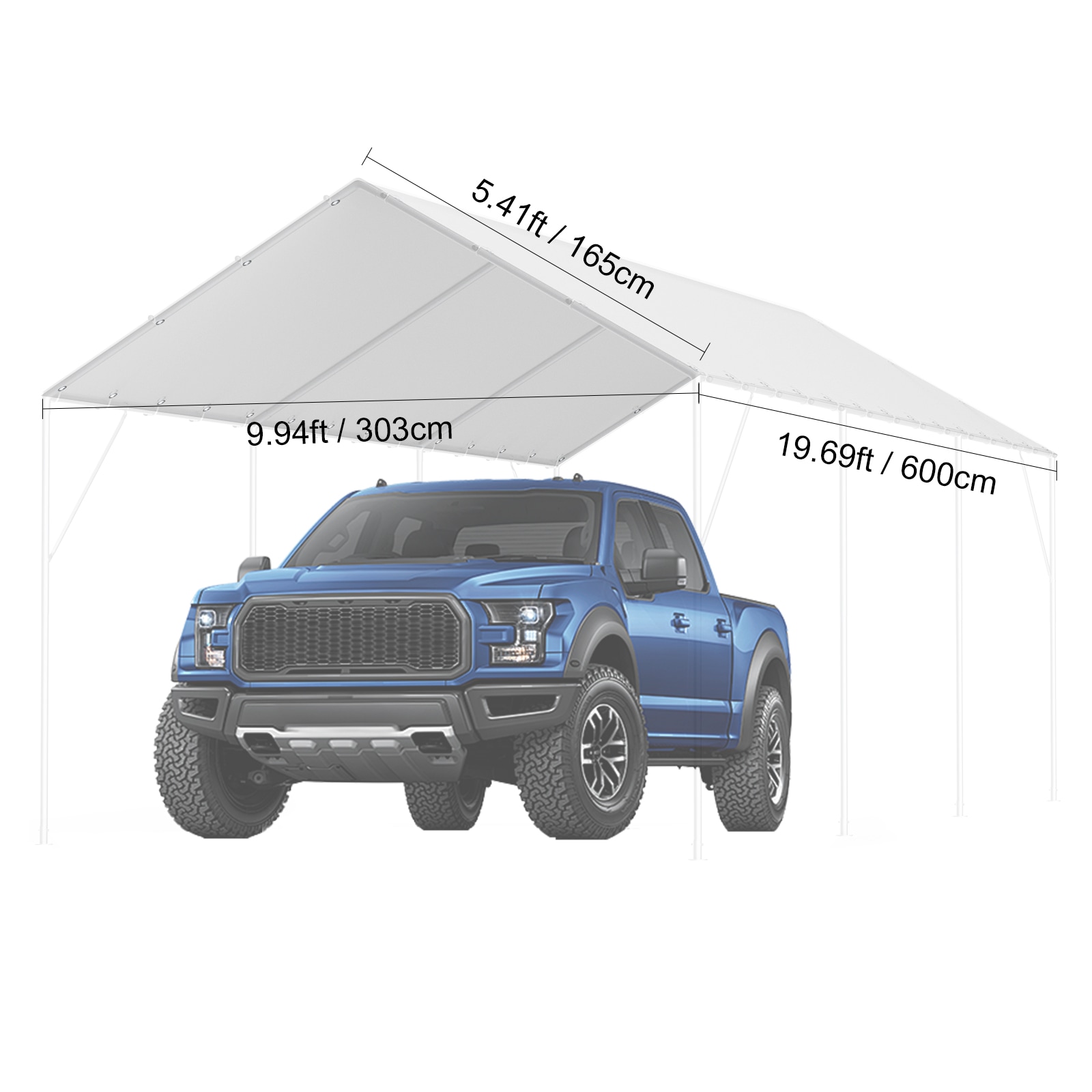 Carport Replacement Canopy Cover Heavy Duty Waterproof White_voghion.com